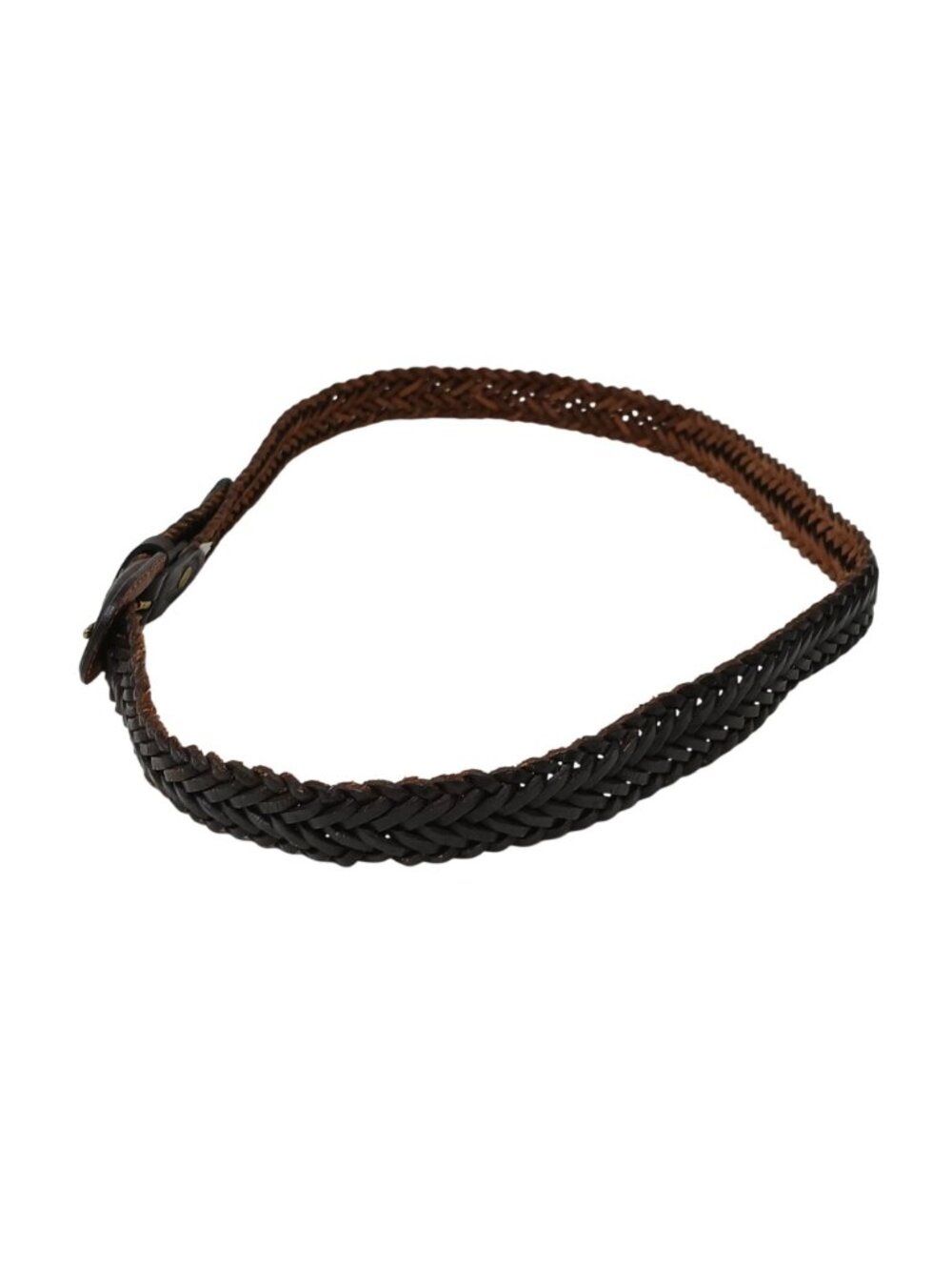 Liz Claiborne Medium Belt Womens Woven Leather & Brass Buckle #I-7 - Picture 7 of 9